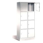 Schließfachschrank mit Stahlblechsockel, B/H/T 82,5x195x50, 2x4 Fächer 